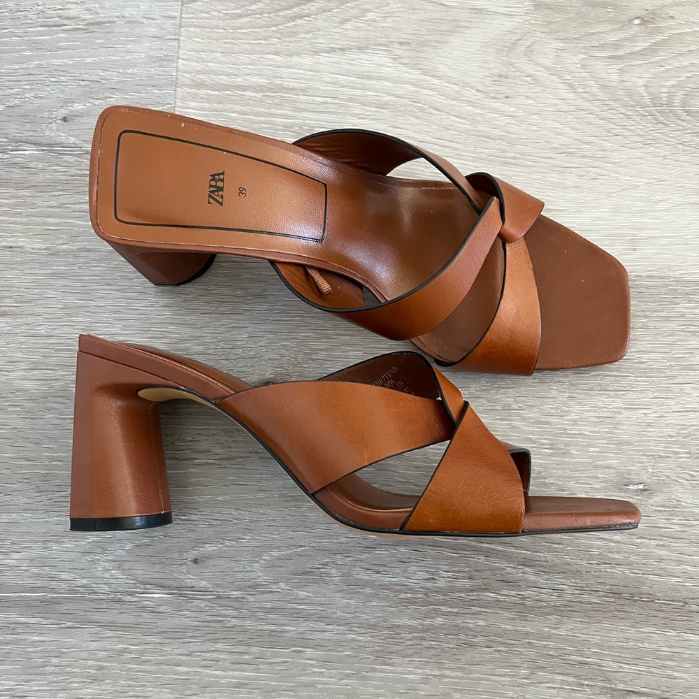 Brown real leather Zara shoes